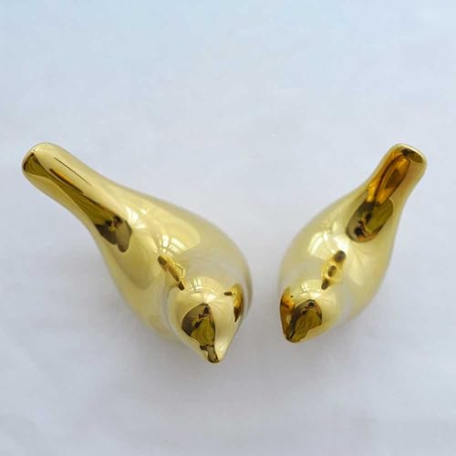 Set of 2 Gold Bird Sculptures, Gold Bird Decor,Bird Decorations,and Modern Fall Shelf Home Decor Accents for Living Room Shelves, Bookshelves, and Coffee Tables - color: Gold, size: S&M