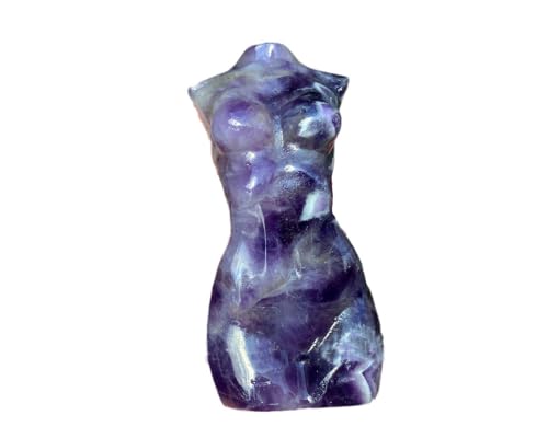 Natural Amethyst Crystal Female Model Figurine Hand Carved Body Sculpture Statue Gemstone Small Figurine Reiki 3 Inch Home Office Decor Ornaments 100-150 Grams - color: Amethyst