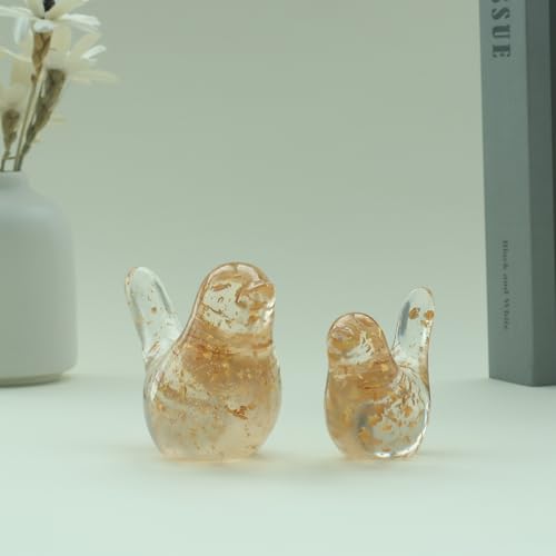 Birds Statues Home Decor Figurine - Modern Style Sculpture Decorative Ornaments for Living Room, Bedroom, Office Desktop, Cabinets - color: Gold