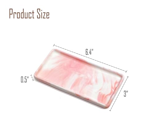 6.4" Porcelain Small Bathroom Tray, Ceramic Countertop and Vanity Tray for Cosmetics, Perfume, Jewelry, Candle - Kitchen Soap Tray for Kitchen Counter (Pink) - color: Pink, size: 6.4" x 3" x 0.5"