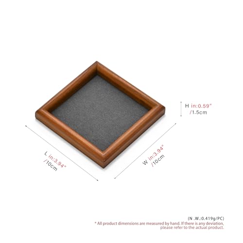 Jewelry Display Tray for Ring Earrings Necklace Bangle Solid Wood Jewelry Dish Tray Catchall(XS,Grey) - color: Grey, size: 10 * 10 * 1.5cm