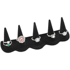 KUKUVR Velvet Ring Display Stand, Finger Jewelry Organizer for Retail Show, Personal Vanity, and Travel – Black Ring Holder for Engagement Rings, Wedding Bands, and Fashion Jewelry (Black 5 Fingers) - color: Black 5 Fingers