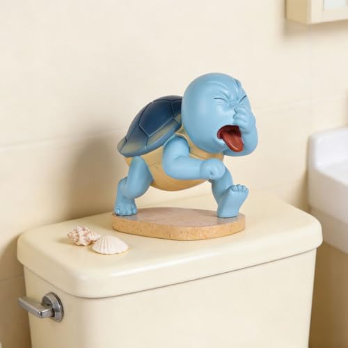 QIANLING Funny Sea Turtle Holding Nose Bathroom Decor Statues, Coastal Beach Sea Turtle Bathroom Decor - Quirky Toilet Sculptures and Figurines, Nautical Ocean Centerpieces for Beach House, Seaside - color: Blue