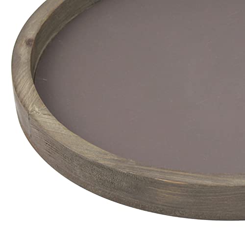 Stonebriar Large 11.8" Decorative Rustic Farmhouse Worn Natural Wood and Metal Tray