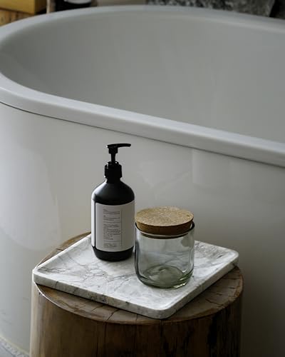 Natural Square Grey Marble Tray 10.6" – Luxurious Grey-White Marble Decorative Tray for Fruits, Food, Perfume, Jewelry, & Keys, Versatile Home Decor Tray for Bathroom, Vanity, Coffee Table & Entryway