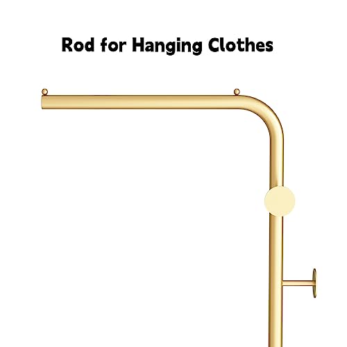 Metal Gold Coat Racks, Standing Coat Rack with Heavy Base, Modern Coat Tree with Crossbar and 3 Hooks, Entryway Coat Racks for Handbags, Clothing.(67inch) - size: 67in-std