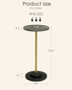 Masupu Drink Table, Round Side Table for Small Spaces, Pedestal Side Table, Small End Table with Metal Base, for Living Room, Bedroom, Bathroom, Grey - color: 06.grey