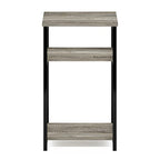 Furinno Just 3-Tier Metal Frame End Table with Storage Shelves, 1-Pack, French Oak - color: French Oak, size: 1-Pack, Metal Frame, 3-Tier
