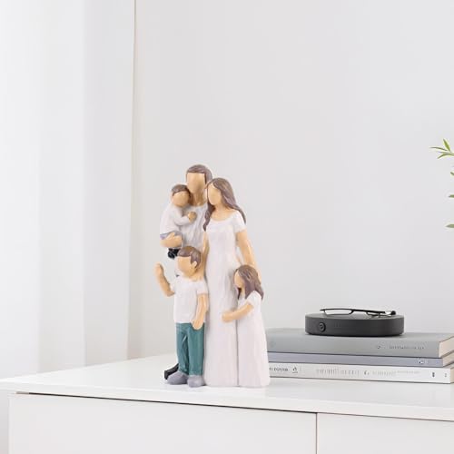 XMGZQ Family Figurines Father Mother Daughter Son Figurine,Sentimental Gifts for Family,Mom and Baby Child Statue Hand-Painted Sculpted,Birthday for Wife from Husband (White)
