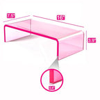 Ergonomic Acrylic Monitor Stand with Storage - Bright Pink Desktop Organizer for Back Pain Relief & Space Saving, Stylish & Modern Desktop Organizer(Home/Office Use)