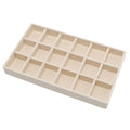 Velvet Jewelry Organizer Trays Beige Stackable Jewelry Storage Display Tray with Removable Dividers, 18 Grids - color: Beige