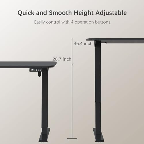 Furmax Electric Height Adjustable Standing Desk Large 63 x 24 Inches Sit Stand up Desk Home Office Computer Desk Memory Preset with T-Shaped Metal Bracket, Black - color: Black, size: 63 Inch