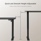 Furmax Electric Height Adjustable Standing Desk Large 48 x 24 Inches Sit Stand up Desk Home Office Computer Desk Memory Preset with T-Shaped Metal Bracket, Black - color: Black, size: 48 Inch