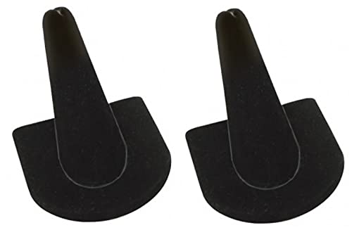 2 Black Velvet Ring Finger Jewelry Holder Showcase Display Stands