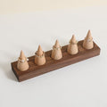 GemeShou Wooden ring organizer holder for jewelry, Stable ring display stand for boutique store, walnut base with white ring cones for jewelry selling【Ring holder-Cone 5】 - style: Five Cone