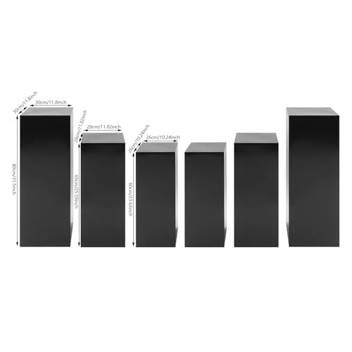 3/6 PCS Square Tall Pedestal Stand Metal Square Pedestal Stand Tall Pedestals Cake Stands for Party Wedding Birthday (Black, 6Pcs) - color: Black, size: 6Pcs
