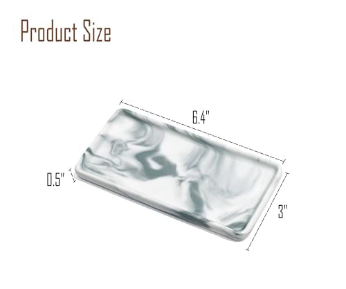6.4" Porcelain Small Bathroom Tray, Ceramic Countertop and Vanity Tray for Cosmetics, Perfume, Jewelry, Candle - Kitchen Soap Tray for Kitchen Counter (Gray) - color: Gray, size: 6.4" x 3" x 0.5"