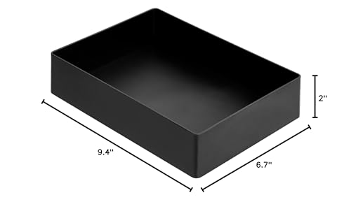 Amazon Basics Rectangular Plastic Desk Organizer with Storage Trays, Accessory Tray for Office Supplies and Pen Holder, 9.4 x 6.7 x 2 inch, Black - color: Black, style: 1 Pack