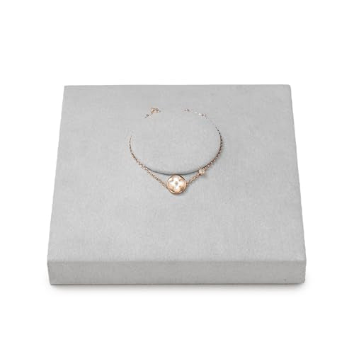 Microfiber Jewelry Display Tray Necklace Display Stand Necklace Holder(Gray) - size: 5.52" x 5.49" x 0.78"