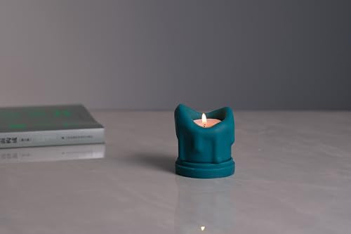 Handcrafted Tealight Candle Holder Designed as a Melting Candle; Handmade Tea Light Candle Holder; Bathroom, Living Room Mantel, Entryway, Buffet and Dining Table Decoration Peacock Blue - color: Peacock Blue