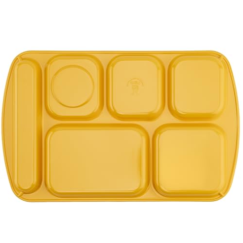 G.E.T. 6 Compartment School Cafeteria Tray, Right Handed, 10" x 15", Yellow (4 Pack) - color: Yellow, size: 10" x 15", style: 4 Pack Right Handed Trays