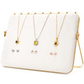 Elsjoy Velvet Necklace Display Stand, Beige & Gold Necklace Jewelry Showcase Holder, Metal Hanging Necklace Organizer Large Necklace Display for Vendors