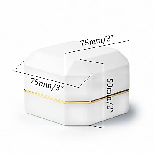Luxury Ring Box, Square Velvet Wedding Ring Case Jewelry Gift Box with LED Light for Proposal Engagement Wedding, White - color: White, size: Ring Box