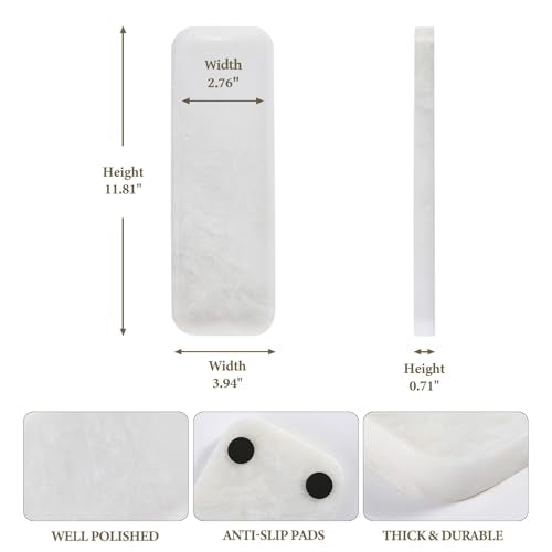 Koville Marble Tray, 12"x4" Marble Vanity Tray for Bathroom Kitchen Countertop Sink, Natural Stone Tray for Home Decor, Decorative Rectangular Narrow Catchall Tray for Jewelry(Namibia Bianco) - color: Namibia Bianco, size: 12" x 4" x 0.7"