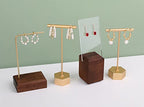 GemeShou Gold Metal 2pcs T Bar Earring Retail Display Stand for show, Tabletop Jewelry Tower Holder for Girl Women【Gold-Hexagon Base 2pcs Height 4.5" and 5.3"】 - color: A3/Gold Hexagon Base 2pcs Height 4.5" and 5.3"