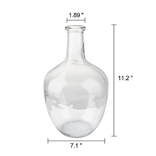 PINIWON Large Clear Glass Vase, 11.2'' H x 7.1'' W, Bubble Flower Vase for Pampas Grass, Stout Jug Vase for Table Centerpieces Home Indoor Decor - 1 Piece