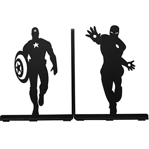 Superhero Bookends | Decorative Bookends for Shelves | Non-Skid Book Holders for Shelves, Table | Unique Home/Office Decor | Heavy Bookends| Metal Book Ends| 7x5.5x4 Inches Each - size: 7 x 5.5 x 4 inches | 2.5 pounds
