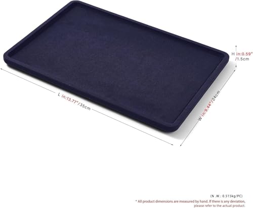 Microfiber Jewelry Trays Stackable Ring Earring Bracelet Necklace Bangle Watch Display Tray Drawer Organizer 13.77 * 9.44 * 0.59inch (Blue - color: Blue, size: 35*24cm Tray