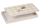3 Pcs Beige 24 Slot Coin Jewelry Showcase Display Tray Flocked Inserts - color: Beige