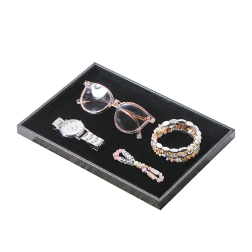 Jewelry Organizer Tray，Stackable Jewelry Drawer Organizer for Beads Rings Earrings Storage Display (Black, Empty Plate) - size: Empty Plate