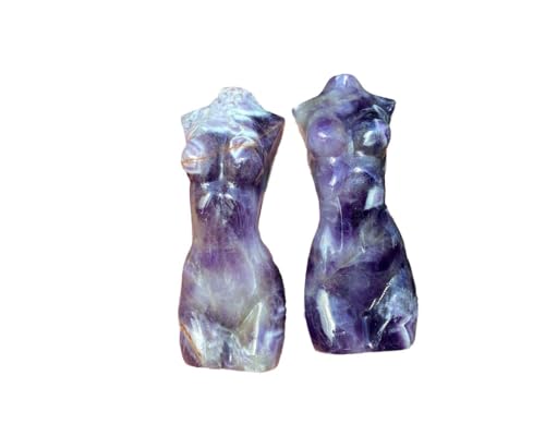 Natural Amethyst Crystal Female Model Figurine Hand Carved Body Sculpture Statue Gemstone Small Figurine Reiki 3 Inch Home Office Decor Ornaments 100-150 Grams - color: Amethyst