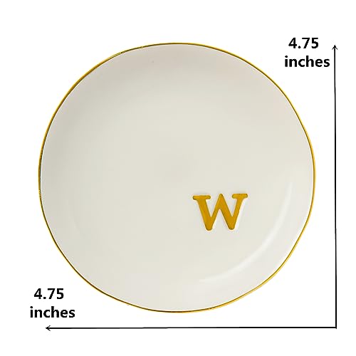 Ceramic Ring Holder for Jewelry, Jewelry Tray, Ring Dish, Aesthetic Room Decor, Engagement Gifts Bride Gifts Wedding Gifts for Women, White, 4.75"(W) - color: W
