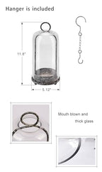 12" High Versatile Modern Metal Hurricane Lantern with Handmade Sturdy Glass Dome in Shabby Black for Pillar Candle & Plants, Industrial, Farmhouse (Black Shabby, 5"x12") - color: Black Shabby, size: 5"x12"