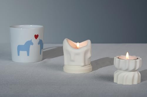 Handcrafted Tealight Candle Holder Designed as a Melting Candle; Handmade Tea Light Candle Holder; Bathroom, Living Room Mantel, Entryway, Buffet and Dining Table Decoration White - color: White