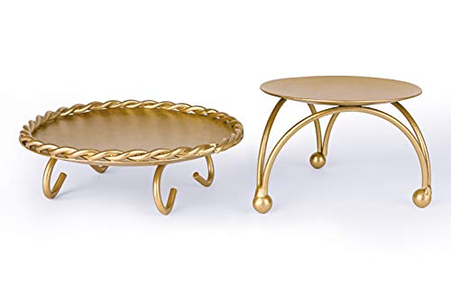 dedoot Candle Holder, Gold Candle Holders Set of 2 Decorative Handmade Iron Pillar Plate Candle Holder Centerpiece Fit LED & Wax Candles, Pedestal Candle Stand for Wedding, Spa, Dinner Tables