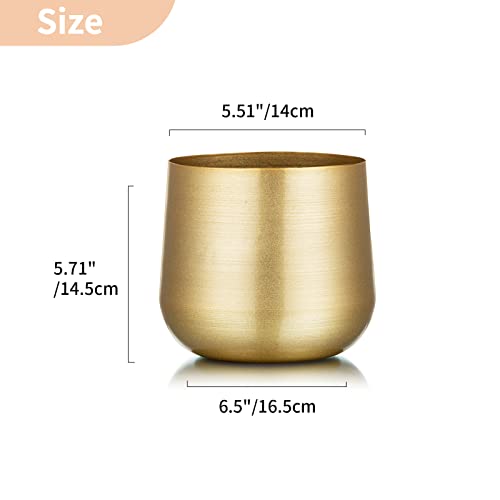Nuptio 2 Pcs Plant Pot Gold Vase Metal Flower Pot Vase with Drainage Hole, Modern Storage Organizer Decorative Gifts for Wedding Indoor Outdoor Living Room Balcony Decoration Floor Display - color: Style 1#, size: 5.7in Tall-2pcs