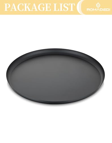 Romadedi Black Round Decorative Tray: Metal Candle Trays Decor for Coffee Table Centerpiece Large Modern Serving Tray for Kitchen Counter Farmhouse Home Decorations, 12.6 Inch