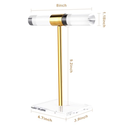 Necklace Holder Bracelet Holder, Gold Acrylic Jewelry Display Stand Crystal T Bar Jewelry Organizer Gift for Women(1-Tier 1pc) - style: 1-Tier 1pc