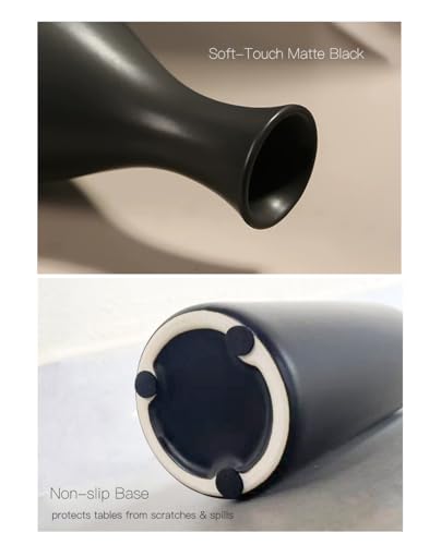 10 Inch Matte Black Ceramic Flower Vase, Minimalist Decorative Modern Vase for Pampas Grass, Table, Bookshelf, Mantel, and Entryway Home Decor - color: Black, size: Small