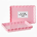 6 Pack Pink Plastic Serving Trays for Party, 9 x 13 Inch - Heavy Duty Plastic Trays for Food - Rectangular Party Serving Trays and Platters - Pink Disposable Trays - color: Pink