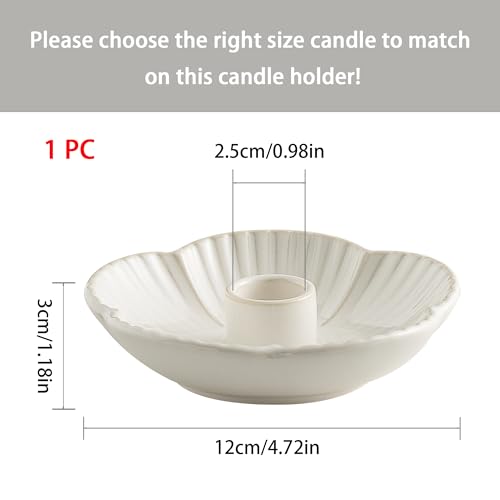 Ceramic Candlestick Holder， Candle Holder for Taper Candles,Incense, Santo Palo, Halloween Christmas Wedding Parties, Dining Room Home Decoration Display - White - color: White