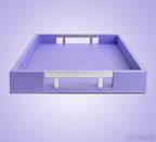 Modern Elegant 17.5"x12" Rectangle Purple Lavender Shagreen Faux Leather Decorative Tray Ottoman Coffee Table Perfume Living Room Kitchen Serving Tray with Silver Metal Handles by Home Redefined - color: Lavender/Silver