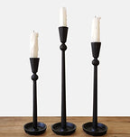 Iron Taper Candle Holder Set 3 - Decorative Candle Stand - Candlestick Holder for Wedding, Dinning, Party (Black)…