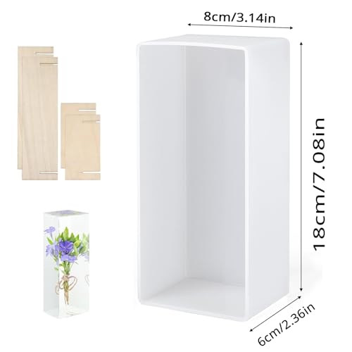 Deep Rectangle Silicone Resin Molds with Wooden Frame Reusable Epoxy Molds for DIY Flower Preservation, Resin Bookends, Home Decor and Art Projects(7.2x3.3x2.3in) - color: 7.2x3.3x2.3in