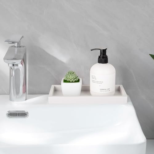 Bathroom Tray, Small Vanity Tray Silicone Soap Dish Sponge Holder Kitchen Sink Organizer Bathroom Accessories for Countertop, Toilet, Shower - Greyish White - color: Grayish White, size: 7.9" x 4.0"