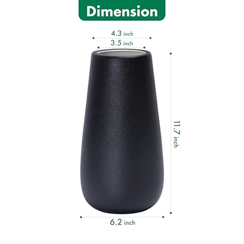 D'vine Dev 12 Inch Raven Grain Elegant Oval Ceramic Vase for Flowers, Home Décor Vase with Design Box, VS-LD-C-3 - color: Raven Grain, size: 12 Inch